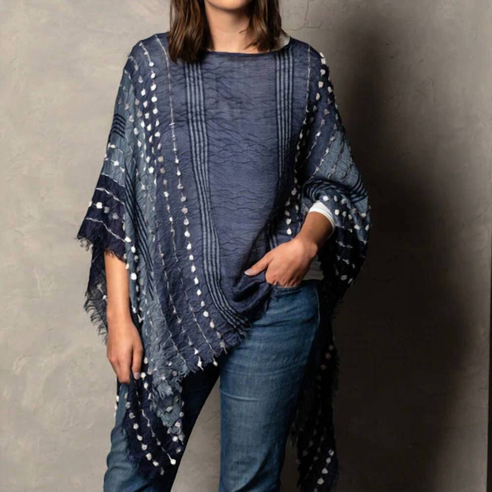 NEW DEMDACO stripe and textured poncho in navy